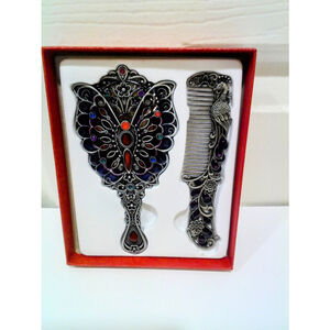 Vintage Butterfly Shaped Mirror And Hair Brush Set Style CC